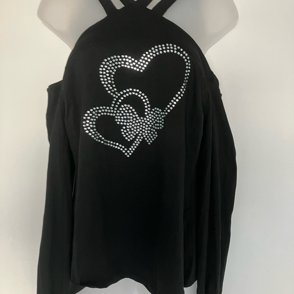 Black Heart Embellished Women's Top
